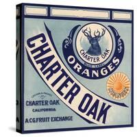 Charter Oak Brand - Charter Oak, California - Citrus Crate Label-Lantern Press-Stretched Canvas