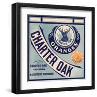 Charter Oak Brand - Charter Oak, California - Citrus Crate Label-Lantern Press-Framed Art Print