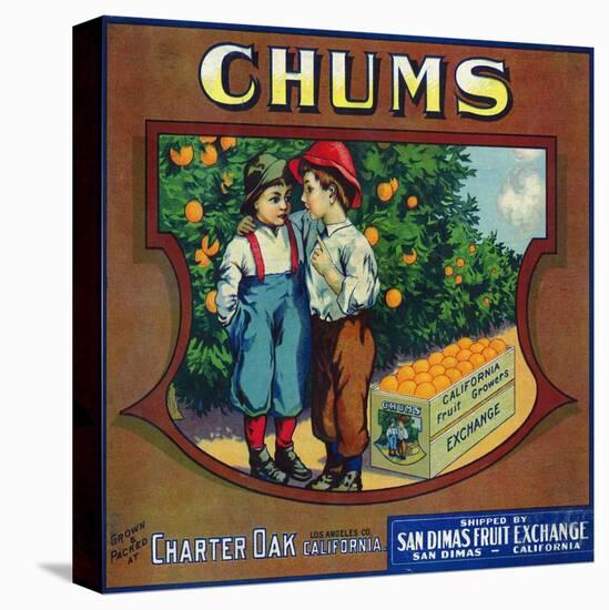 Charter Oak, California, Chums Brand Citrus Label-Lantern Press-Stretched Canvas