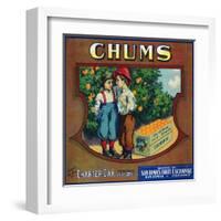 Charter Oak, California, Chums Brand Citrus Label-Lantern Press-Framed Art Print