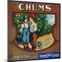 Charter Oak, California, Chums Brand Citrus Label-Lantern Press-Mounted Art Print