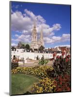 Chartres and Cathedral, Eure-Et-Loir, Centre, France-Charles Bowman-Mounted Photographic Print