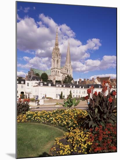 Chartres and Cathedral, Eure-Et-Loir, Centre, France-Charles Bowman-Mounted Photographic Print