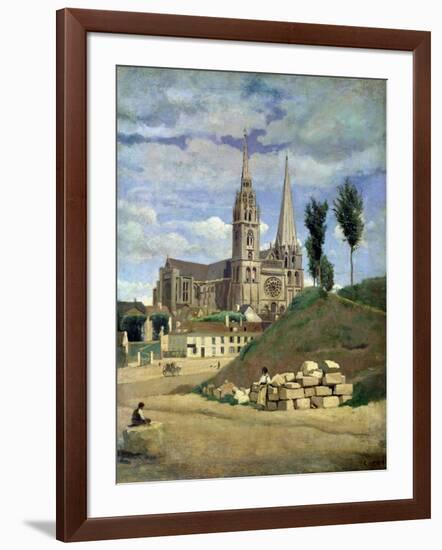 Chartres Cathedral, 1830-Jean-Baptiste-Camille Corot-Framed Giclee Print