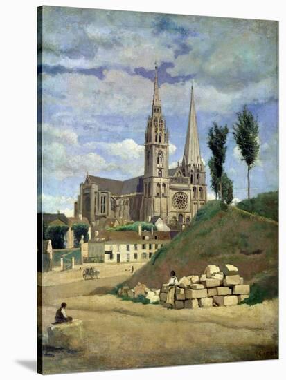 Chartres Cathedral, 1830-Jean-Baptiste-Camille Corot-Stretched Canvas