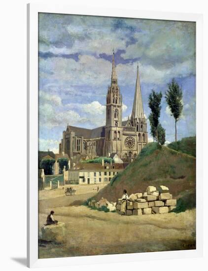 Chartres Cathedral, 1830-Jean-Baptiste-Camille Corot-Framed Giclee Print