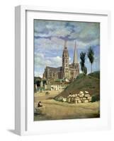 Chartres Cathedral, 1830-Jean-Baptiste-Camille Corot-Framed Giclee Print