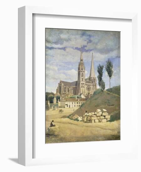 Chartres Cathedral, 1830-Jean-Baptiste-Camille Corot-Framed Giclee Print