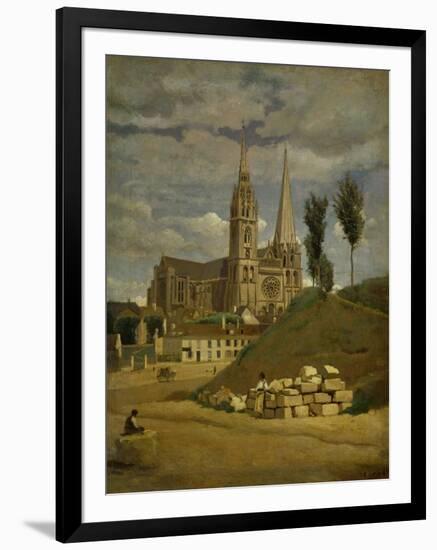 Chartres Cathedral, 1830-Jean-Baptiste-Camille Corot-Framed Giclee Print