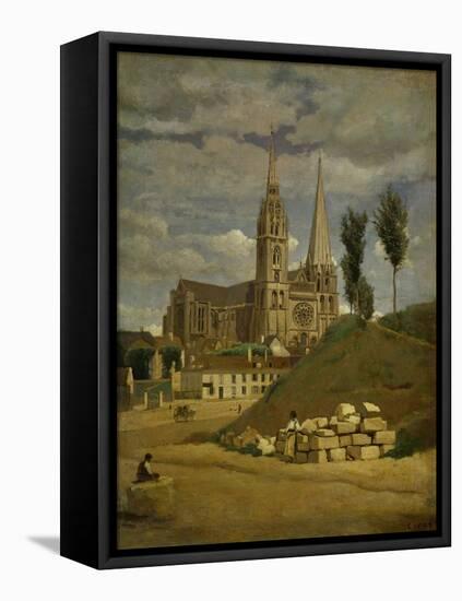 Chartres Cathedral, 1830-Jean-Baptiste-Camille Corot-Framed Stretched Canvas