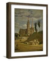 Chartres Cathedral, 1830-Jean-Baptiste-Camille Corot-Framed Giclee Print