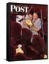 "Charwomen" Saturday Evening Post Cover, April 6,1946-Norman Rockwell-Framed Stretched Canvas