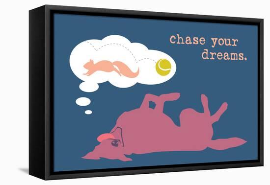 Chase Dreams - Blue & Purple Version-Dog is Good-Framed Stretched Canvas