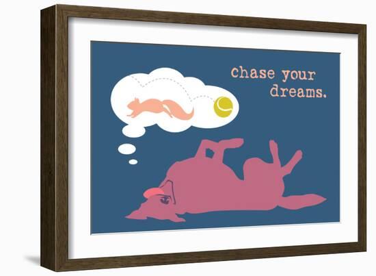 Chase Dreams - Blue & Purple Version-Dog is Good-Framed Art Print