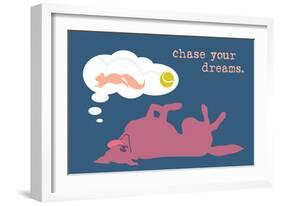 Chase Dreams - Blue & Purple Version-Dog is Good-Framed Art Print