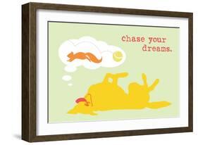 Chase Dreams - Green & Yellow Version-Dog is Good-Framed Art Print