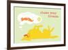 Chase Dreams - Green & Yellow Version-Dog is Good-Framed Art Print