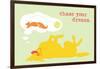 Chase Dreams - Green & Yellow Version-Dog is Good-Framed Art Print