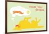 Chase Dreams - Green & Yellow Version-Dog is Good-Framed Art Print