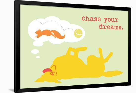 Chase Dreams - Green & Yellow Version-Dog is Good-Framed Art Print