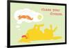 Chase Dreams - Green & Yellow Version-Dog is Good-Framed Art Print