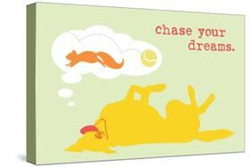 Chase Dreams - Green & Yellow Version-Dog is Good-Stretched Canvas