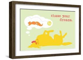 Chase Dreams - Green & Yellow Version-Dog is Good-Framed Premium Giclee Print