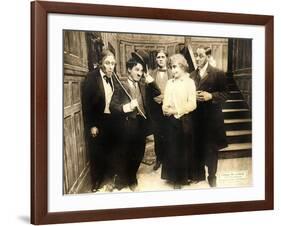 Chase Me Charlie, Charlie Chaplin on lobbycard, 1918-null-Framed Art Print