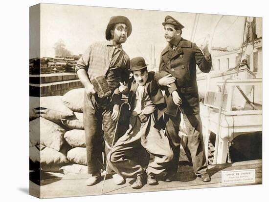 Chase Me Charlie, Charlie Chaplin on lobbycard, 1918-null-Stretched Canvas