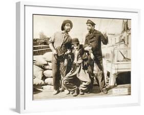 Chase Me Charlie, Charlie Chaplin on lobbycard, 1918-null-Framed Art Print