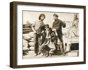 Chase Me Charlie, Charlie Chaplin on lobbycard, 1918-null-Framed Art Print