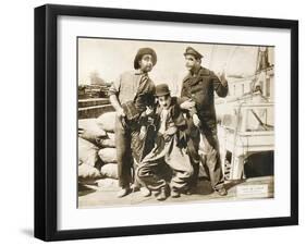 Chase Me Charlie, Charlie Chaplin on lobbycard, 1918-null-Framed Art Print