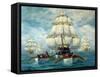 Chase Of The USS Constitution-Anton Otto Fischer-Framed Stretched Canvas