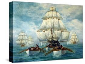 Chase Of The USS Constitution-Anton Otto Fischer-Stretched Canvas