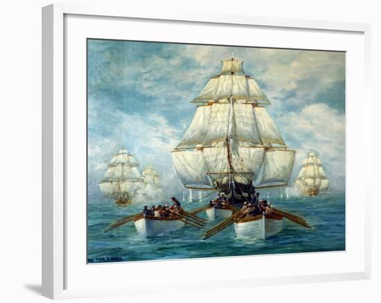 Chase Of The USS Constitution-Anton Otto Fischer-Framed Art Print