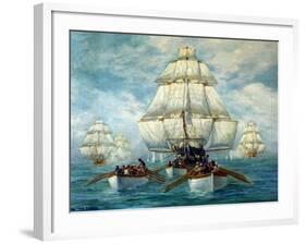 Chase Of The USS Constitution-Anton Otto Fischer-Framed Art Print