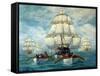 Chase Of The USS Constitution-Anton Otto Fischer-Framed Stretched Canvas