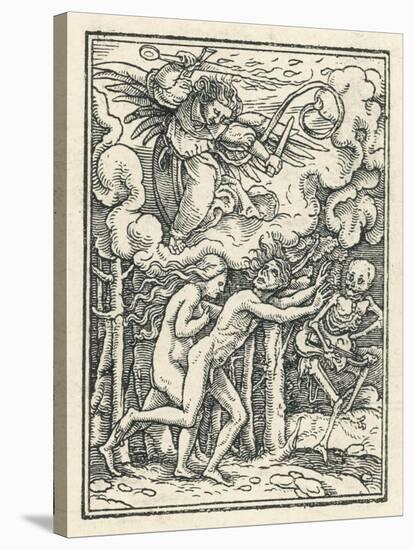 Chased from the Garden of Eden by an Angel with a Fiery Sword Accompanied by Death-Hans Holbein the Younger-Stretched Canvas