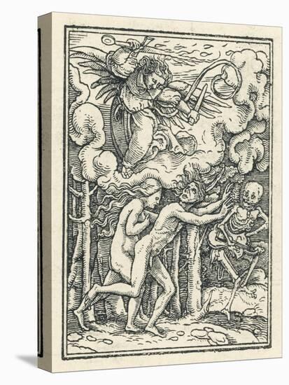 Chased from the Garden of Eden by an Angel with a Fiery Sword Accompanied by Death-Hans Holbein the Younger-Stretched Canvas