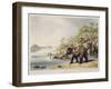 Chasing a Tiger across a River, from "Oriental Field Sports", Pub. by Edward Orme, 1807-Samuel Howett-Framed Giclee Print