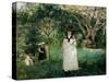 Chasing Butterflies-Berthe Morisot-Stretched Canvas