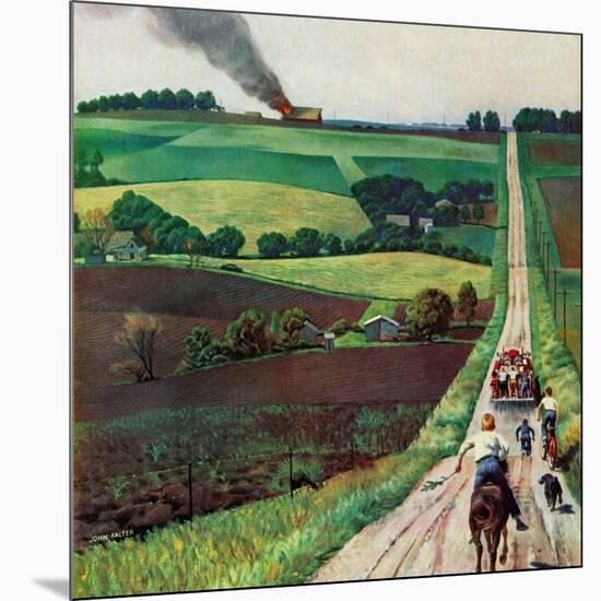 "Chasing the Fire Truck", June 30, 1956-John Falter-Mounted Giclee Print