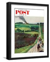 "Chasing the Fire Truck" Saturday Evening Post Cover, June 30, 1956-John Falter-Framed Giclee Print