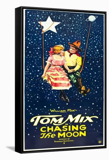 Chasing The Moon, Eva Novak, Tom Mix on US insert poster, 1922-null-Framed Stretched Canvas