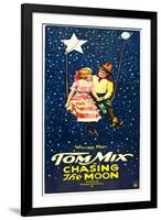 Chasing The Moon, Eva Novak, Tom Mix on US insert poster, 1922-null-Framed Art Print