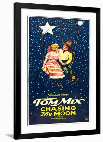 Chasing The Moon, Eva Novak, Tom Mix on US insert poster, 1922-null-Framed Art Print