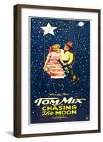 Chasing The Moon, Eva Novak, Tom Mix on US insert poster, 1922-null-Framed Art Print