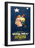 Chasing The Moon, Eva Novak, Tom Mix on US insert poster, 1922-null-Framed Art Print