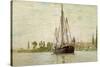 Chasse-Marée À L'Ancre, Coasting Vessel at Anchor Near Rouen, France, 1871-2-Claude Monet-Stretched Canvas