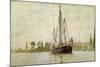 Chasse-Marée À L'Ancre, Coasting Vessel at Anchor Near Rouen, France, 1871-2-Claude Monet-Mounted Giclee Print